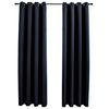 vidaXL Cortinas blackout com argolas 2 pe&ccedil;as tecido preto 137x213 cm