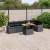 vidaXL 7 pcs conjunto de sof&aacute;s p/ jardim c/ almofad&otilde;es vime PE preto