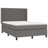 vidaXL Cama box spring c/ colchão/LED 140x190cm couro artificial cinza