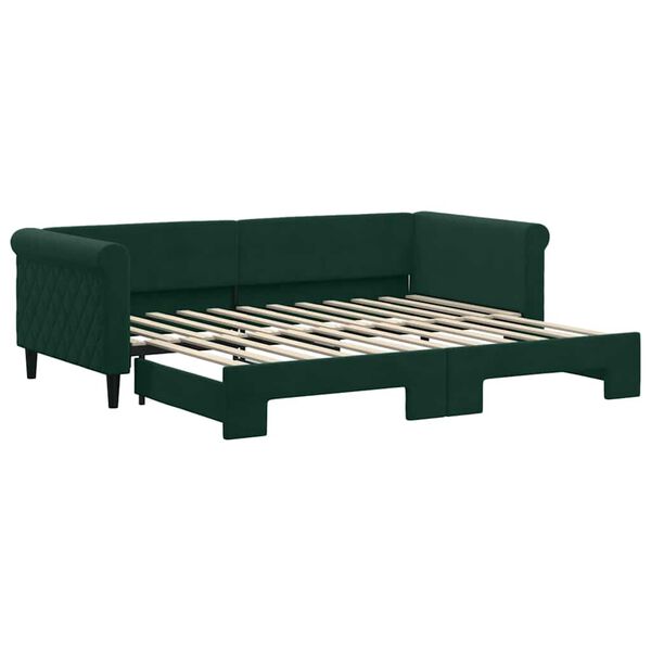 vidaXL Sof&aacute;-cama com gavet&atilde;o 90x200 cm veludo verde-escuro