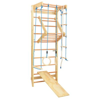 vidaXL Conjunto de escalada p/ interior com escadas e argolas madeira
