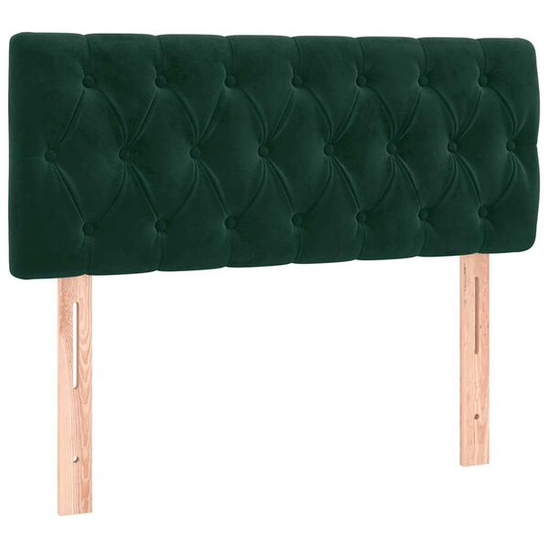 vidaXL Cabeceira de cama c/luzes LED veludo 100x7x78/88cm verde-escuro