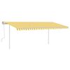 vidaXL Toldo retr&aacute;til manual com postes 5x3,5 m amarelo e branco