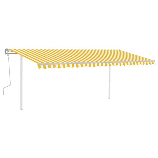 vidaXL Toldo retr&aacute;til manual com postes 5x3,5 m amarelo e branco