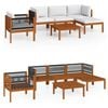vidaXL Conjunto de lounge de jardim vidaXL com 6 pe&ccedil;as e almofadas em madeira de ac&aacute;cia creme e corda
