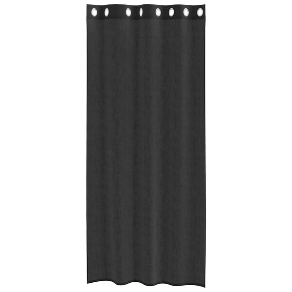 vidaXL Cortinas de voile com ilhós 2 pcs preto 140x245 cm
