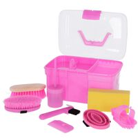 Kerbl Mini caixa de grooming com 8 ferramentas rosa 321766