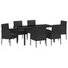 vidaXL Conjunto de Jantar para Jardim com almofada 7 pcs Preto vime PE