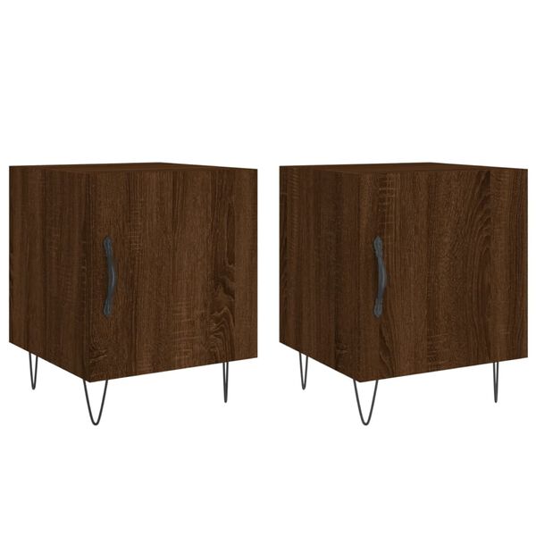 vidaXL Mesa cabeceira 2pcs 40x40x50cm deriv. madeira carvalho castanho