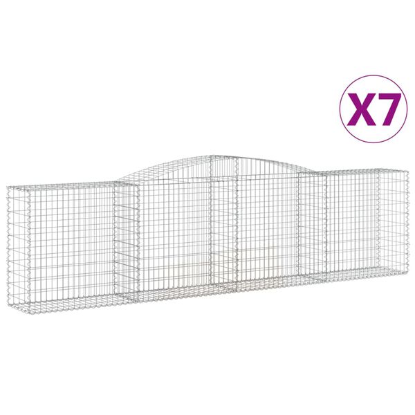 vidaXL Cestos gabião arqueados 7pcs 400x50x100/120cm ferro galvanizado