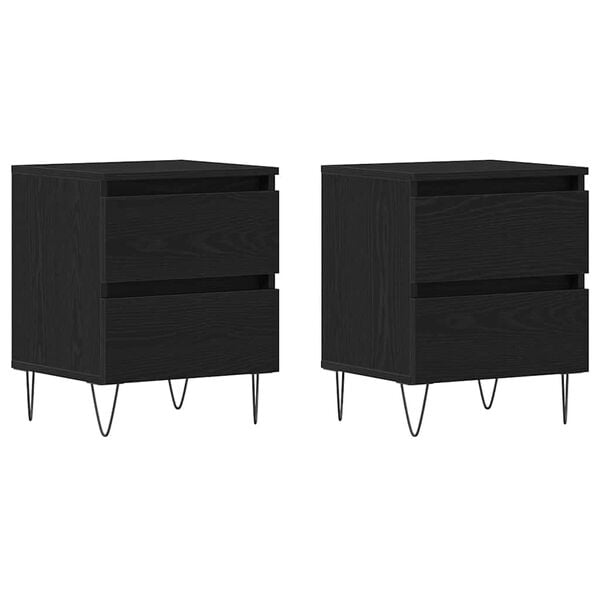 vidaXL Arm&aacute;rio de Cabeceira 2 pcs Carvalho preto 40 x 35 x 50 cm