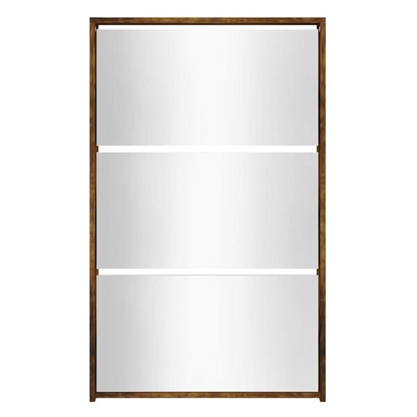 vidaXL Sapateira c/ espelho de 3 n&iacute;veis 63x17x102,5 cm carvalho fumado