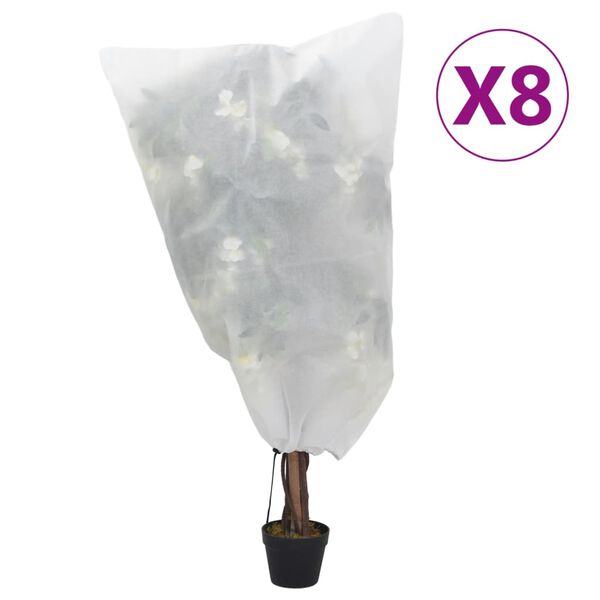 vidaXL Coberturas para plantas com cordão 8 pcs 70 g/m² 0,8x1 m