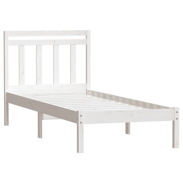 vidaXL Estrutura de cama solteiro 90x190 cm madeira maciça branco