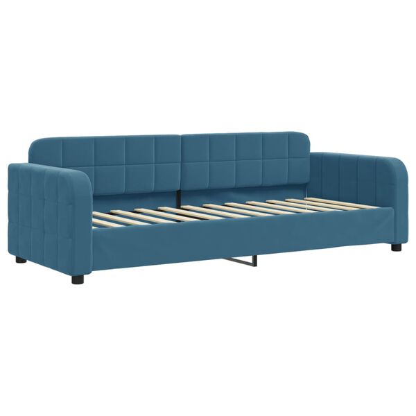 vidaXL Sofá-cama com gavetão e colchões 80x200 cm veludo azul