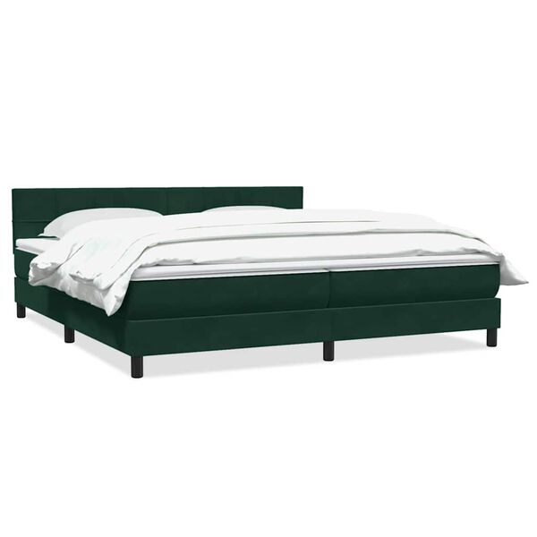 vidaXL Cama com molas colch&atilde;o 200x210 cm veludo verde-escuro