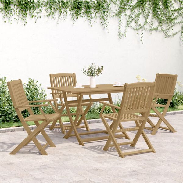 vidaXL Conjunto de jantar p/ jardim 5 pcs madeira de ac&aacute;cia maci&ccedil;a