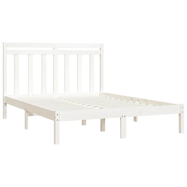 vidaXL Estrutura de cama 160x200 cm madeira maci&ccedil;a branco