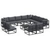 vidaXL Conjunto de Sof&aacute; de Jardim 13 unid. Preto Alum&iacute;nio