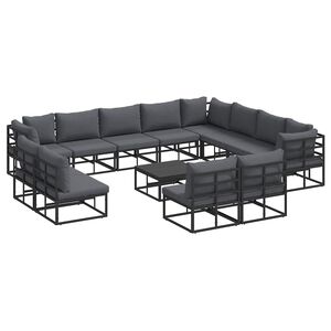 vidaXL Conjunto de Sof&aacute; de Jardim 13 unid. Preto Alum&iacute;nio