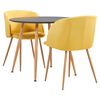 vidaXL 3 pcs conjunto de jantar tecido amarelo