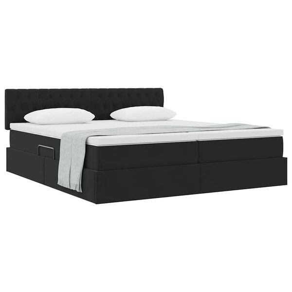 vidaXL Cama com Armazenamento com colch&atilde;o Preto 100 x 200 cm