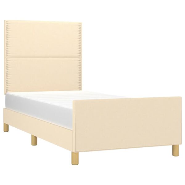 vidaXL Estrutura de cama sem colch&atilde;o 100x200 cm tecido cor creme