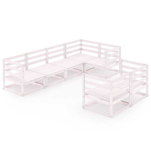 vidaXL 7 pcs conjunto lounge de jardim pinho maci&ccedil;o branco