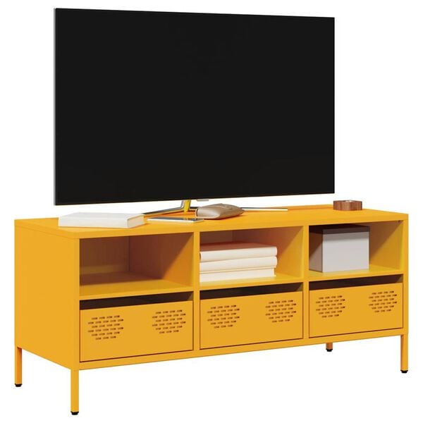 vidaXL M&oacute;vel TV 101,5x39x43,5 cm a&ccedil;o laminado a frio amarelo mostarda