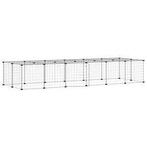 vidaXL Gaiola p/ animais de 28 pain&eacute;is c/ porta 210x70x35 cm a&ccedil;o preto