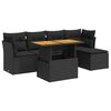 vidaXL 6 pcs conjunto sof&aacute;s de jardim c/ almofad&otilde;es vime PE preto
