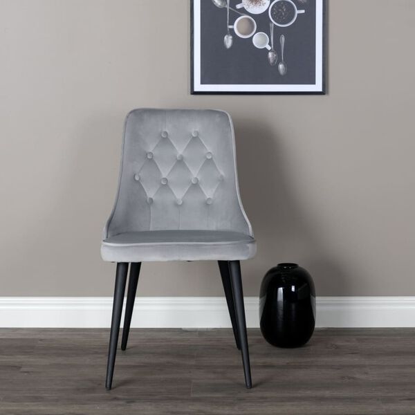 Venture Home Cadeira jantar 2pc Velvet Deluxe veludo cinza-claro/preto