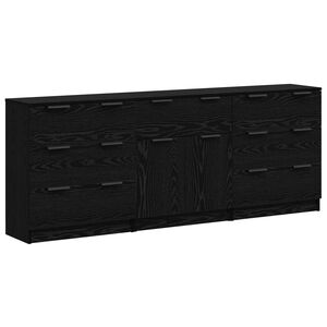 vidaXL Buffet 3 pcs Carvalho Preto 181 x 30 x 70 cm Madeira processada