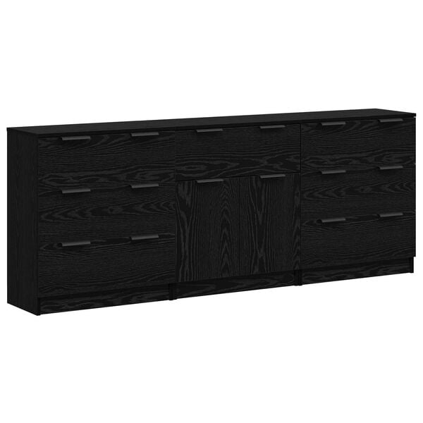 vidaXL Buffet 3 pcs Carvalho Preto 181 x 30 x 70 cm Madeira processada