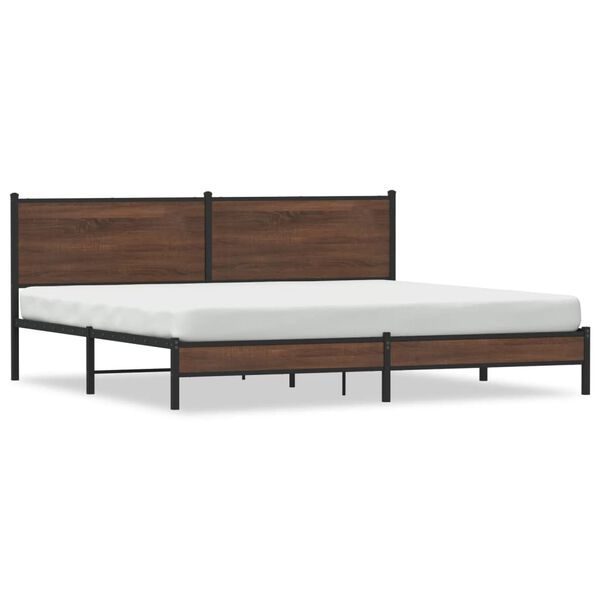 vidaXL Estrutura cama sem colch&atilde;o 193x203 cm metal carvalho castanho