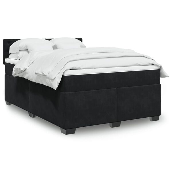 vidaXL Cama com molas/colch&atilde;o 140x190 cm veludo preto