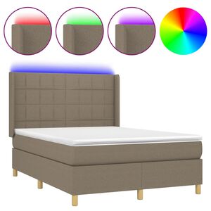 vidaXL Cama box spring colch&atilde;o/LED 140x200 cm tecido cinza-acastanhado