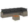 vidaXL 7 pcs conjunto sof&aacute;s p/ jardim c/ almofad&otilde;es vime PE cinzento