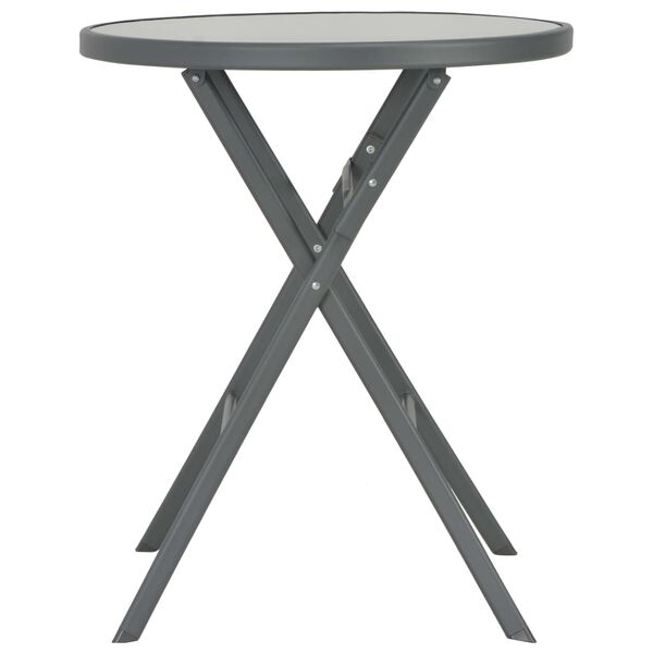 vidaXL Mesa bistr&ocirc; dobr&aacute;vel 60x70 cm vidro e a&ccedil;o cinzento