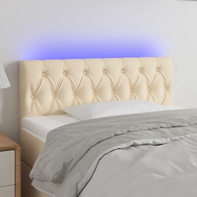 vidaXL Cabeceira de cama c/ luzes LED tecido 90x7x78/88 cm cor creme