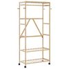 vidaXL Cabide com prateleiras e rodas 90x40x179,5 cm bambu