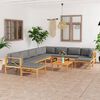 vidaXL 11 pcs conj. lounge jardim c/ almofad&otilde;es cinzentos teca maci&ccedil;a