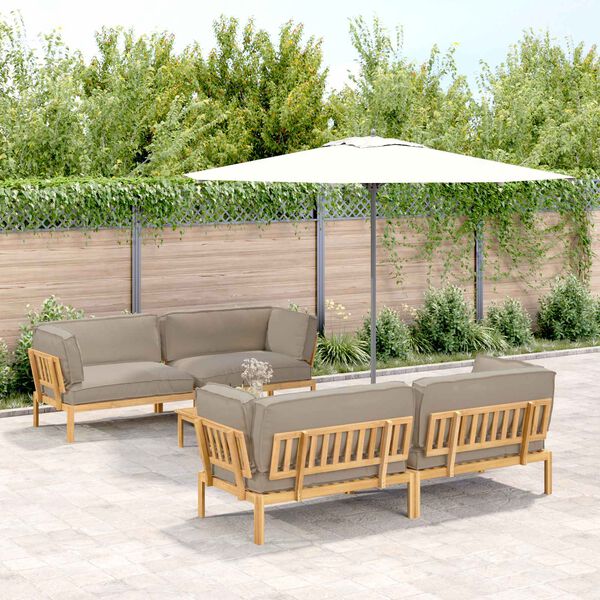 vidaXL Conjunto de Sof&aacute;s com almofada Liso 5 pcs Cinzento-acastanhado