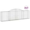 vidaXL Cestos gabi&atilde;o arqueados 17pcs 300x30x80/100cm ferro galvanizado