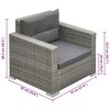 vidaXL 6 pcs conjunto lounge de jardim c/ almofad&otilde;es vime PE cinzento