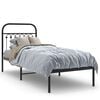 vidaXL Estrutura de cama metal s/ colch&atilde;o c/ cabeceira 75x190 cm preto