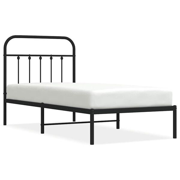 vidaXL Estrutura de cama com cabeceira 90x200 cm metal preto
