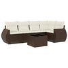 vidaXL 6 pcs conjunto de sof&aacute;s jardim c/ almofad&otilde;es vime PE castanho
