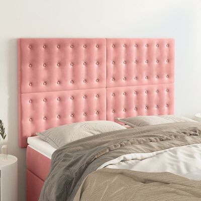 vidaXL Cabeceira de cama 4 pcs veludo 72x5x78/88 cm rosa