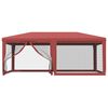 vidaXL Tenda p/ festas c/ 6 paredes laterais rede 6x4 m PEAD vermelho